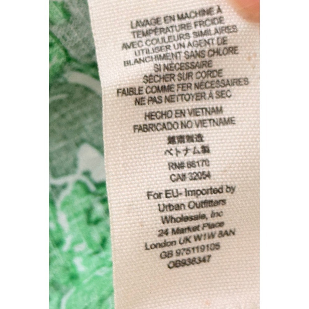 Free People Midi Dress Womens 0 Green Tropical Linen Blend - Picture 6 of 7